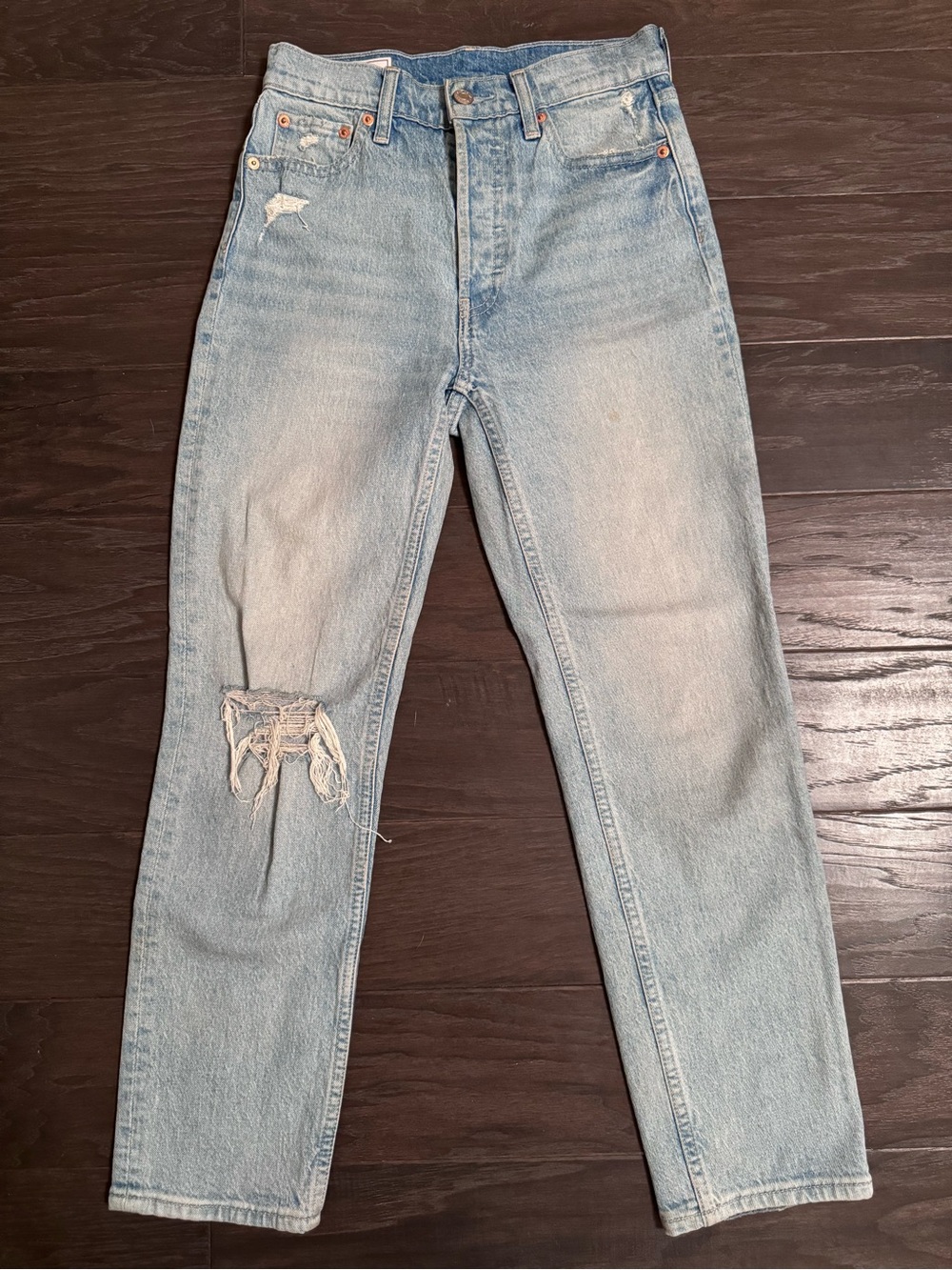 Light Blue Distressed High-Rise Women's Jeans